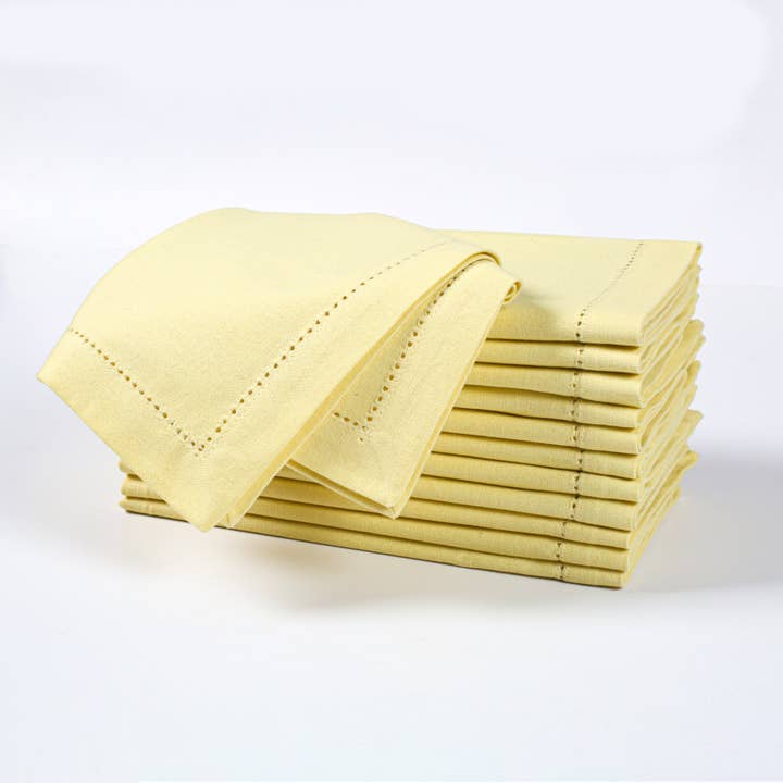 Yellow Cotton Dinner Napkins, 18x18" - French Vanilla, Set of 12 for wholesale on Faire1