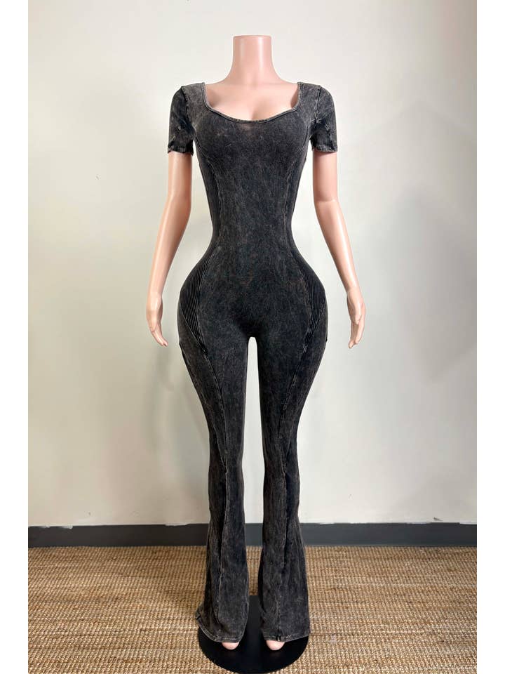 Dalia Studio - Wholesale Jumpsuit - Women's - MINERAL WASH OPEN BACK FLARE JUMPSUIT8