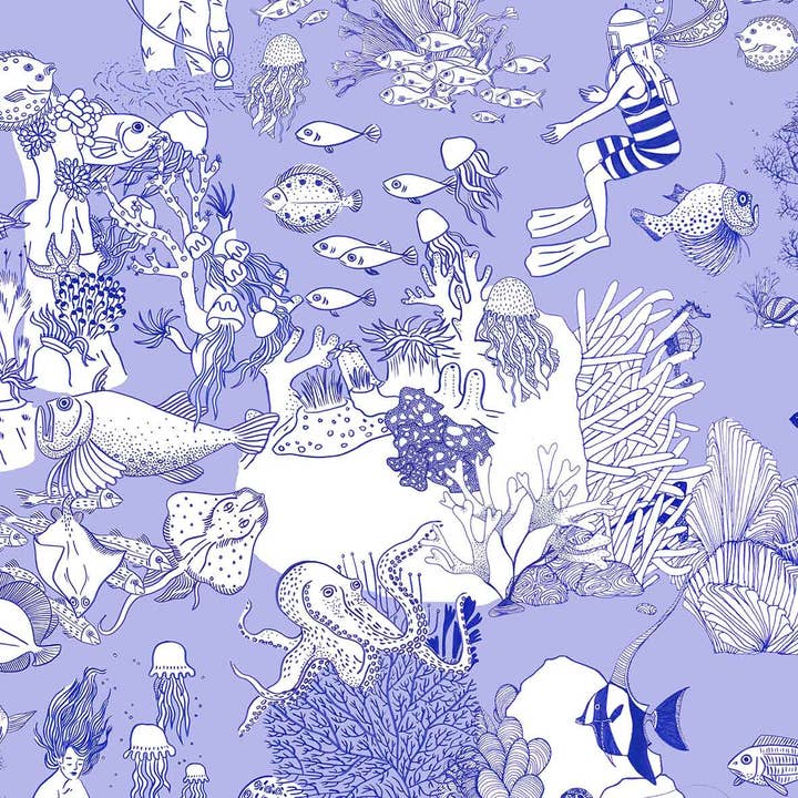 Coupon de tissu TOILE DE MER Indigo pour la vente par Little Cabari