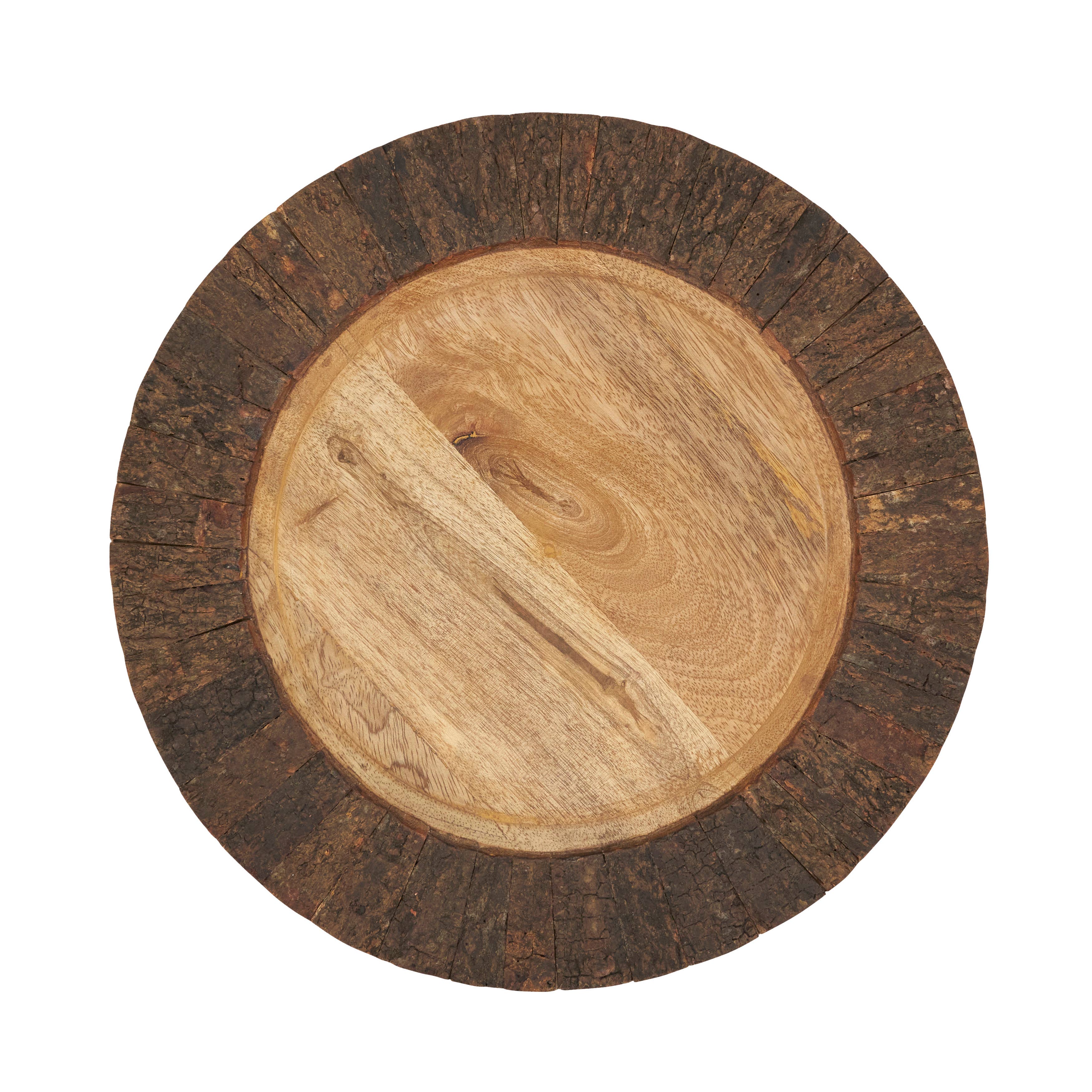 Natural Rustic Bark Rimmed Charger Plate for wholesale on Faire0