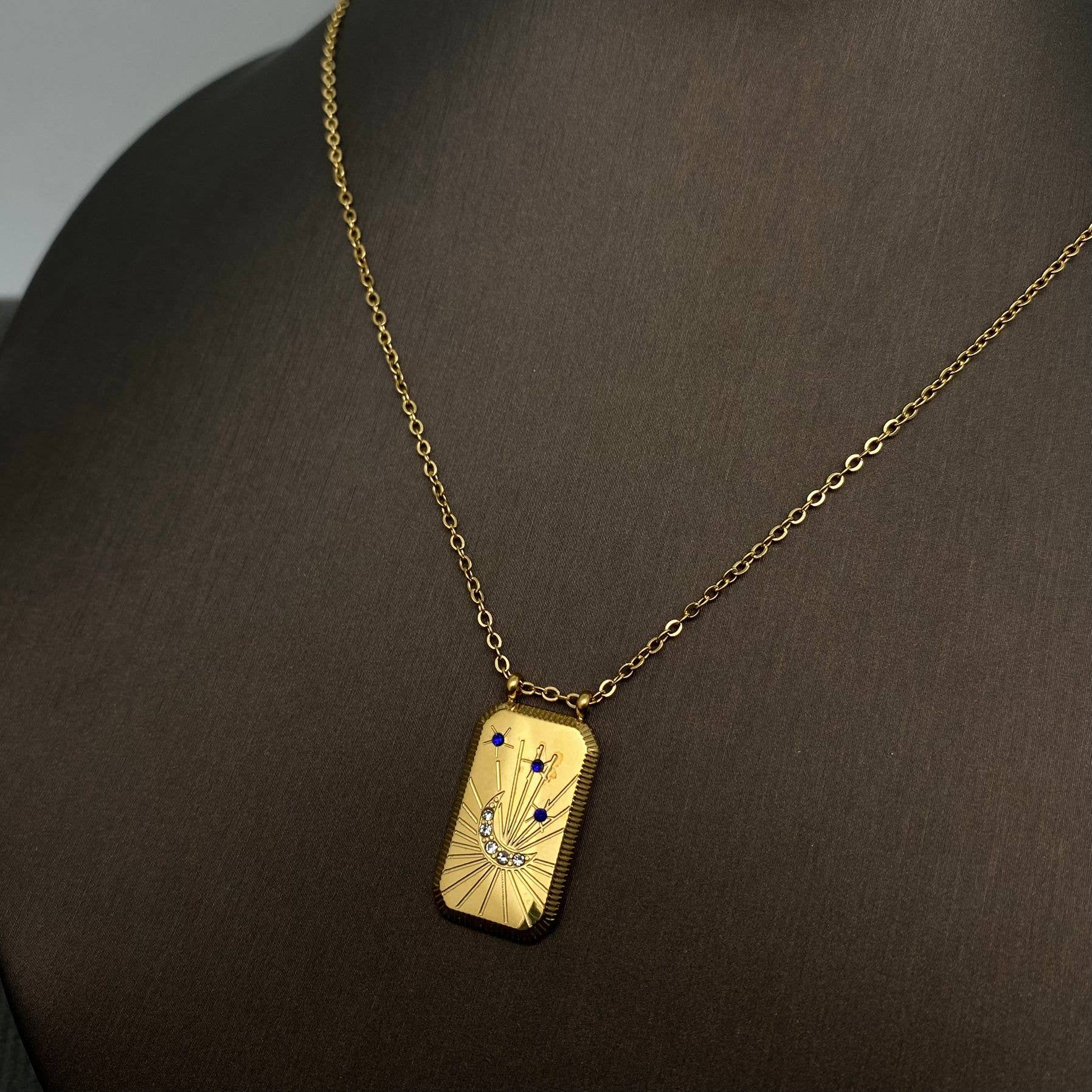 Mio Queena - Wholesale Halskettinghanger - CZ emaille tarot hanger ketting van 18K goud verguld roestvrij staal - Mio Queena4