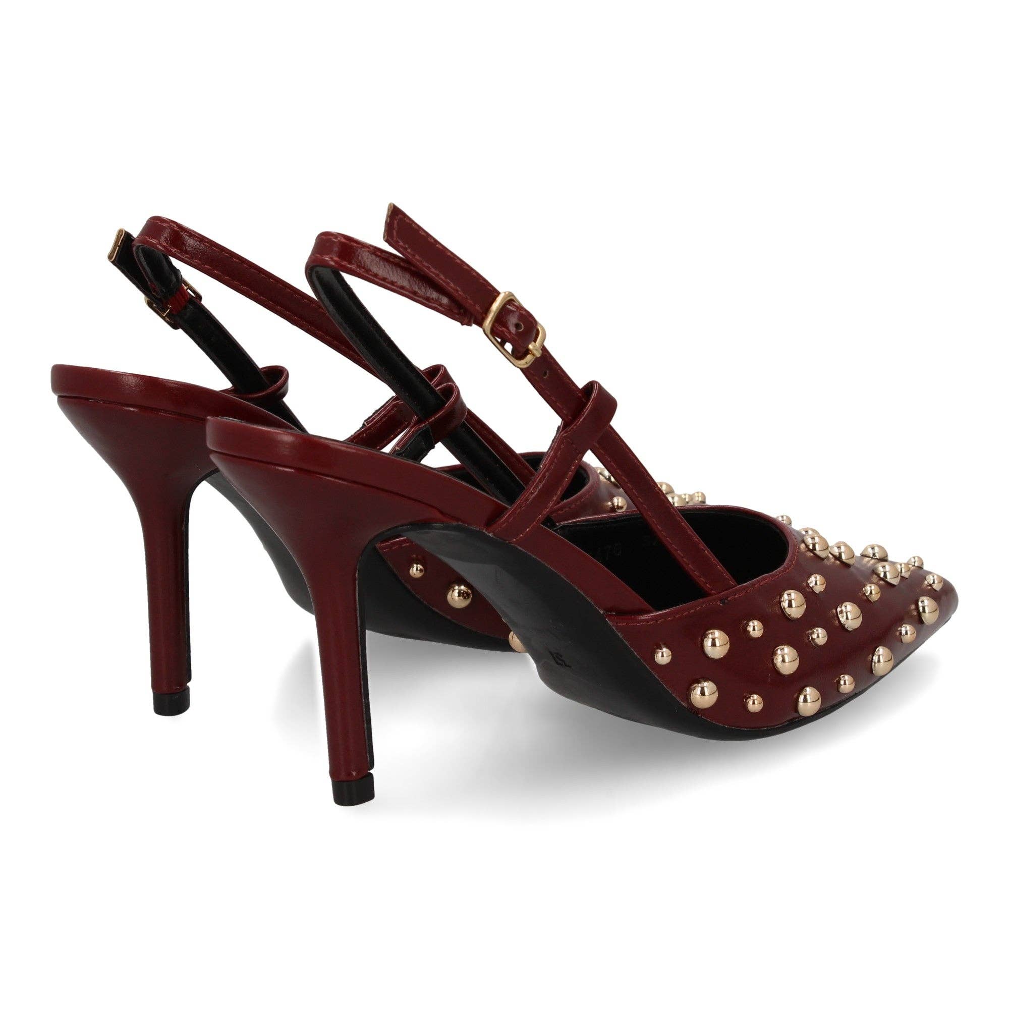Brideluxe Mayorista - Wholesale Boots - Women's - Burgundy Court Shoe with Fine Stiletto Heel4