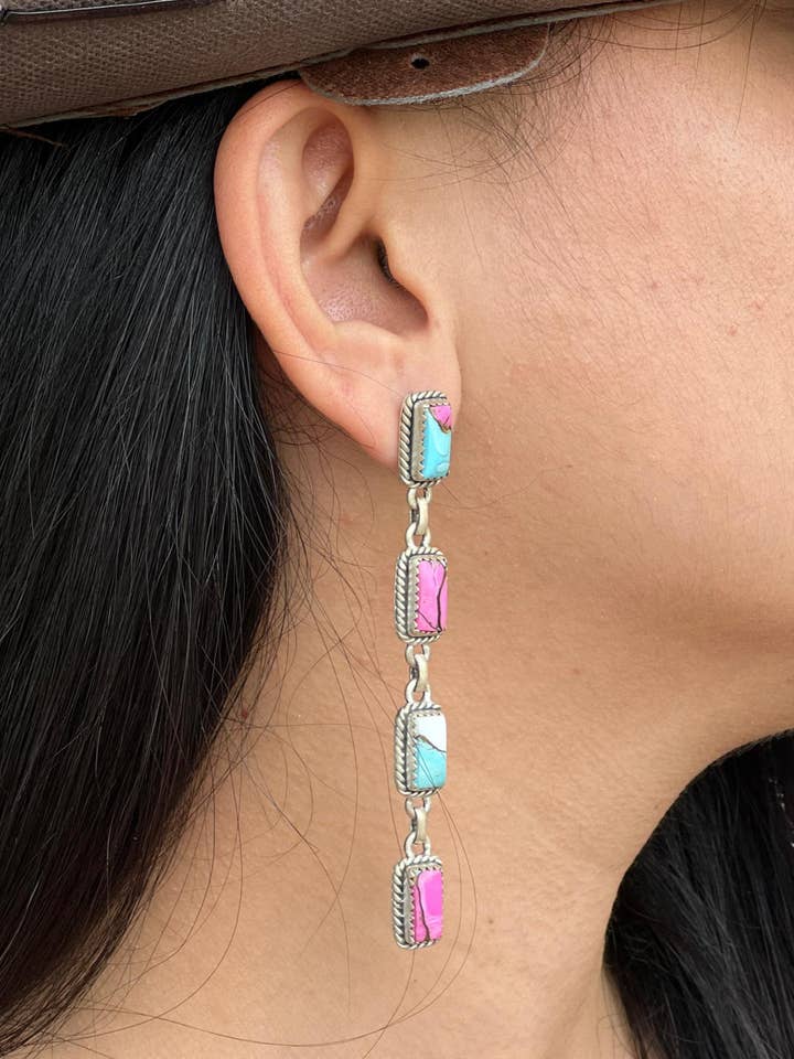 Håndlavede Sterling Sølv Candyfloss Turkis Ørestikker med Signeret Nizhoni for engroshandel hos Nizhonitradersllc