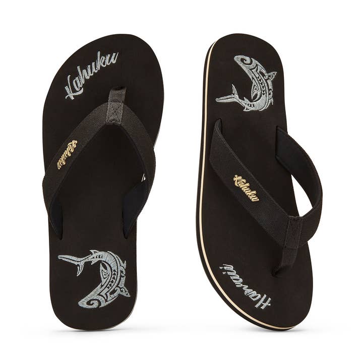 Slippahs Men's Flip-Flops - Black Shark for wholesale by Kahuku UK