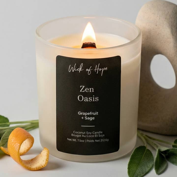 Non-Toxic - Zen Oasis - Coconut Soy Wax Candle for wholesale by Wick of Hope