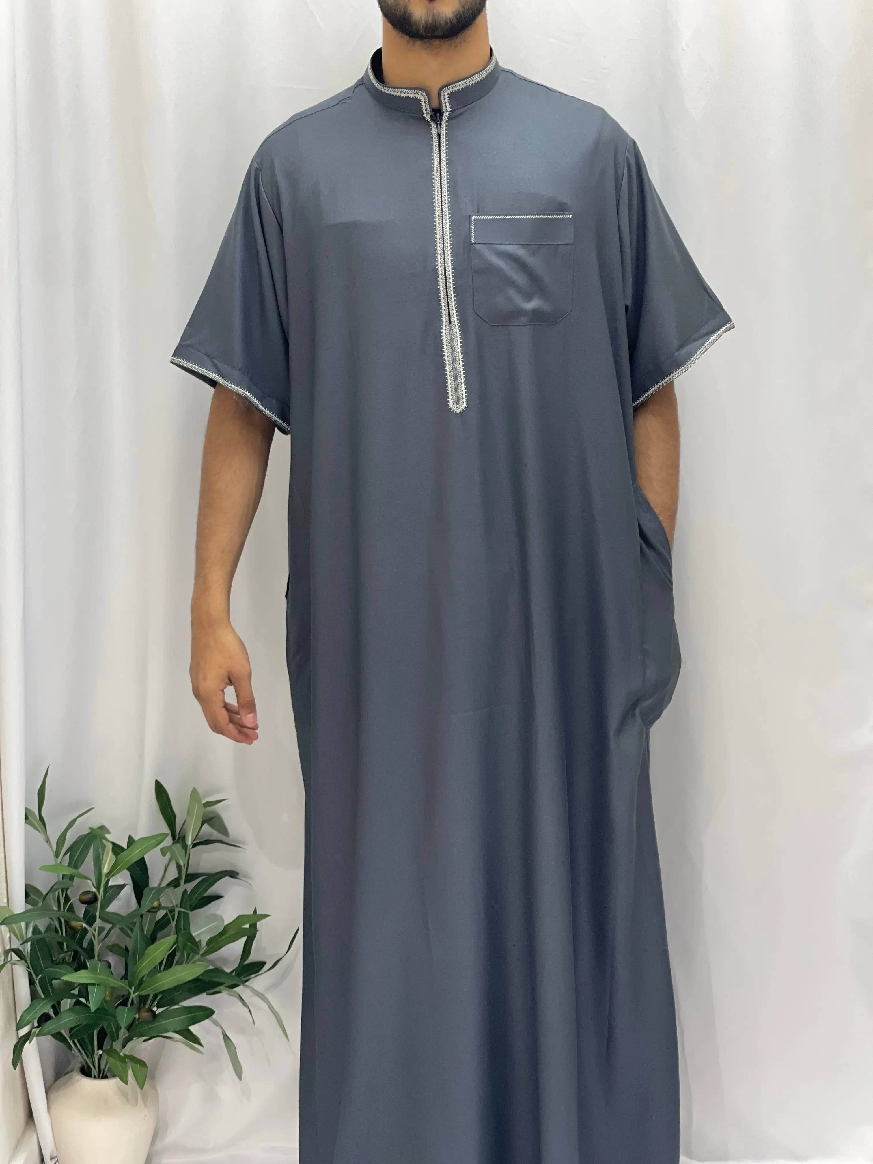 Palestinian Elegance - Wholesale  - Timeless Elegance: Men's Durable Kaftan Thobe with Gold Details23