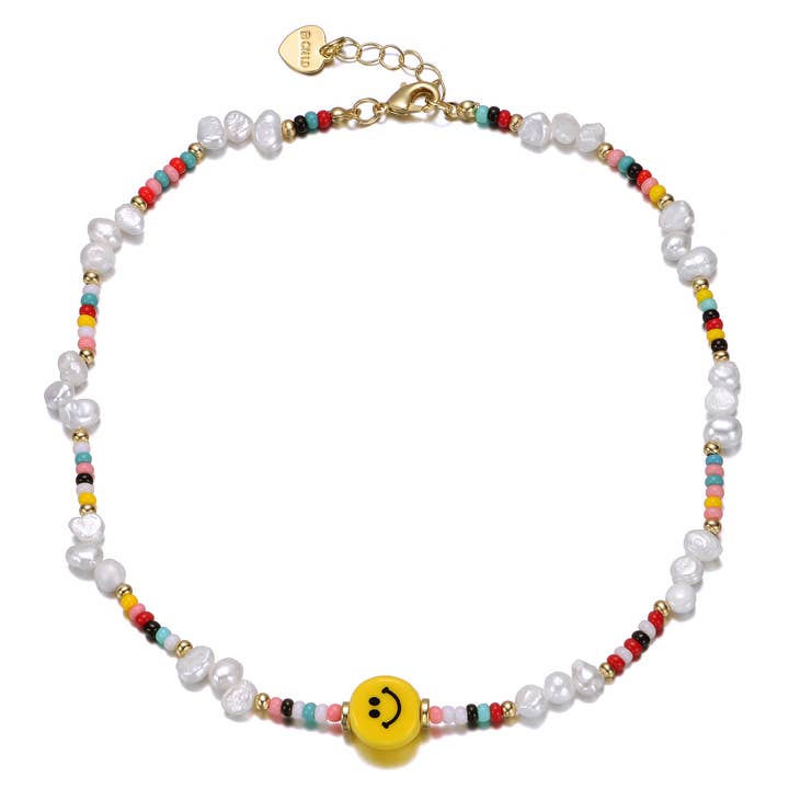 Multi Color Beads Necklace with Smiley Charm for Kids for wholesale by Rachel Glauber