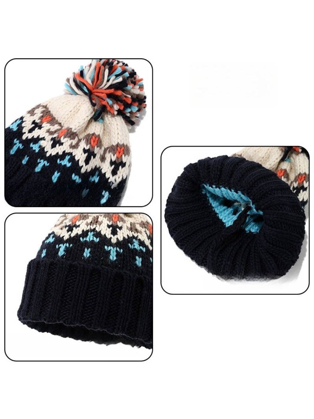 Funkyrel® Atzbranding Limited – wholesale Mössa - Dam – Haila - Färgglad Stickad Mössa med Pom Pom5