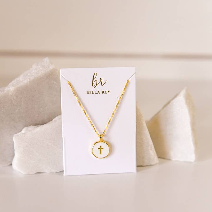 Bella Rey jewelry - Wholesale Pendant/Charm Necklace - The Lennon dainty cross charm necklace 18k gold plated