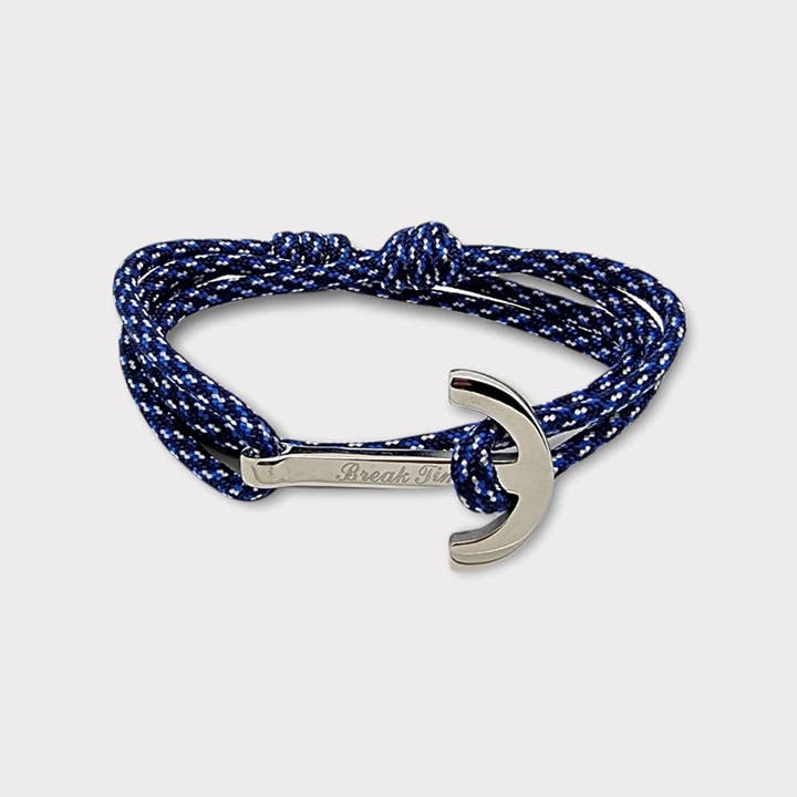 Break Time - Venta al por mayor Pulseras tejidas/trenzadas - Pulsera ancla grande camuflaje azul YACHT CLUB (YCB11)