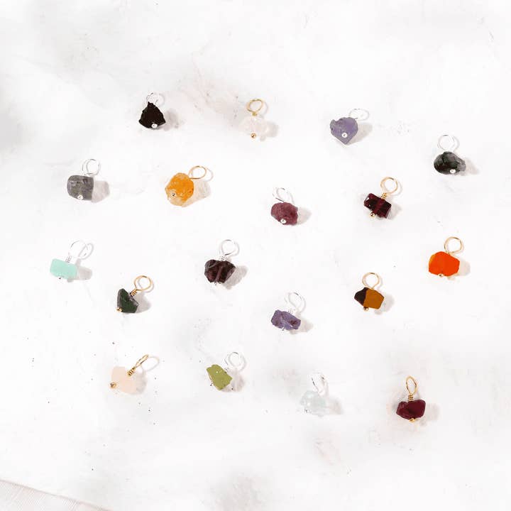 Dainty Raw Crystal Birthstone Charm for wholesale by Luna Tide