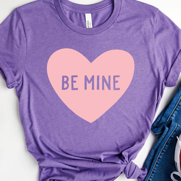 Be Mine Pink Heart Valentines Day Graphic Tee for wholesale by Kissed Apparel