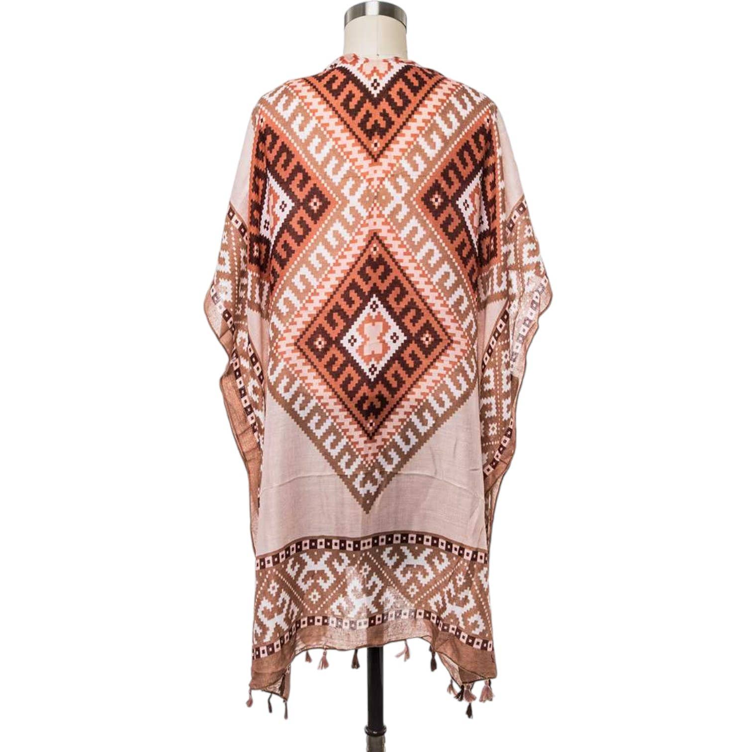 LA Jewelry Plaza - Wholesale Kimono - Women's - Fringe Tassel Aztec Printed Kimono Cardigan2