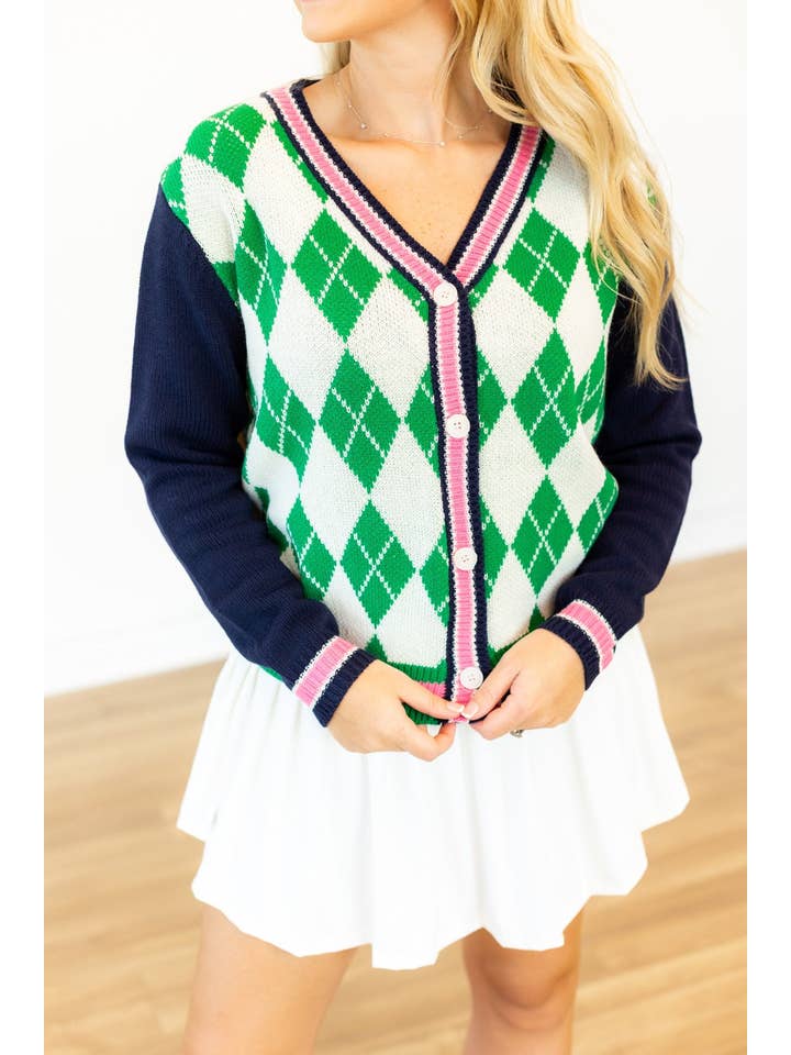 Multi Argyle Cardigan Sweater for wholesale on Faire
