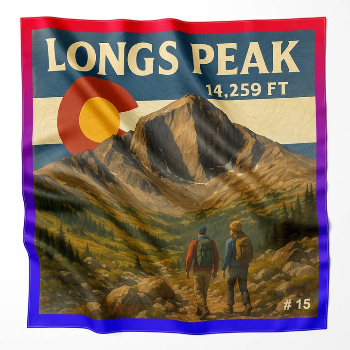 Bandana en microfibre Longs Peak Colorado 14er pour la vente par Map the Xperience