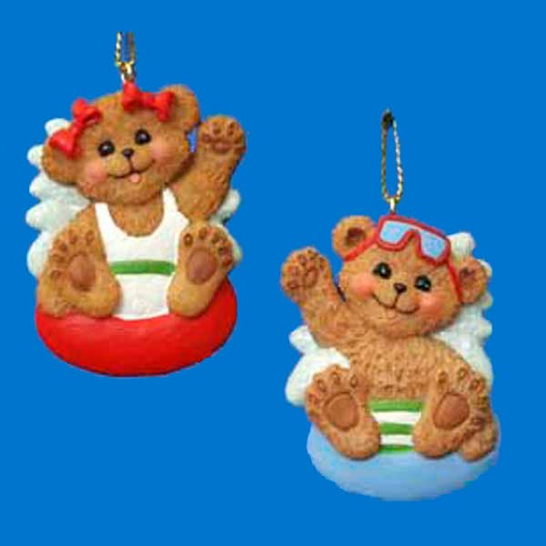 2" PERSONALIZED BOY/GIRL BEAR ORNAMENTS for wholesale by Kurt S. Adler, Inc.
