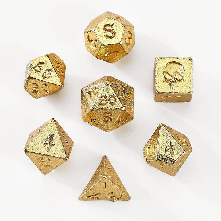 Hymgho Premium Dice - Wholesale Dice - Unseelie Mini Metal RPG Dice Set - Gold2