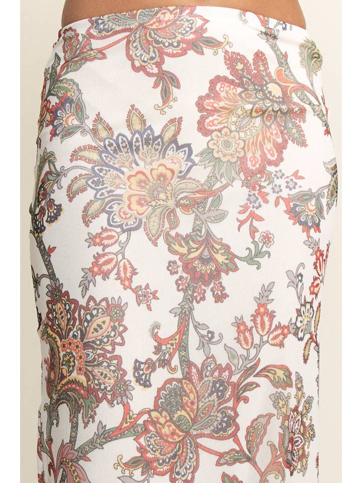 YNEZ - Wholesale Skirt - Women's - Boho Paisley Fit n Flare Cocktail Chic Maxi Slip Skirt20