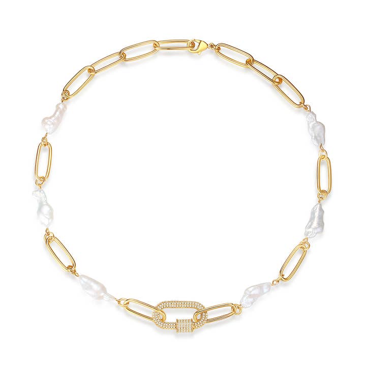 Colgante de mosquetón con incrustaciones de gemas, perla barroca natural N para venta al por mayor de Classicharms