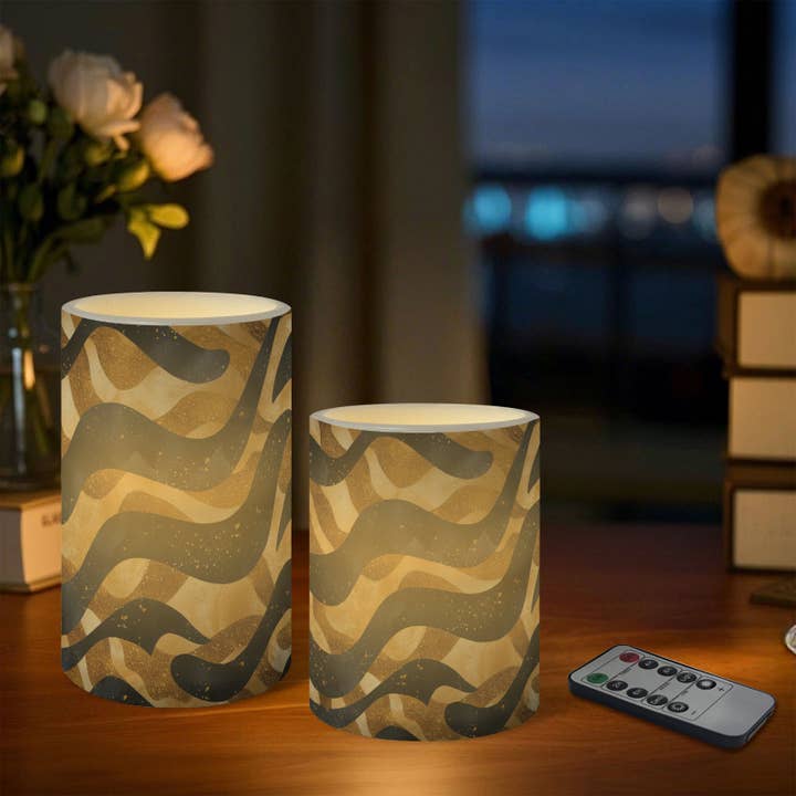 3-Piece Leopard Print Smokeless LED Pillar Candles for wholesale by Candles Meta