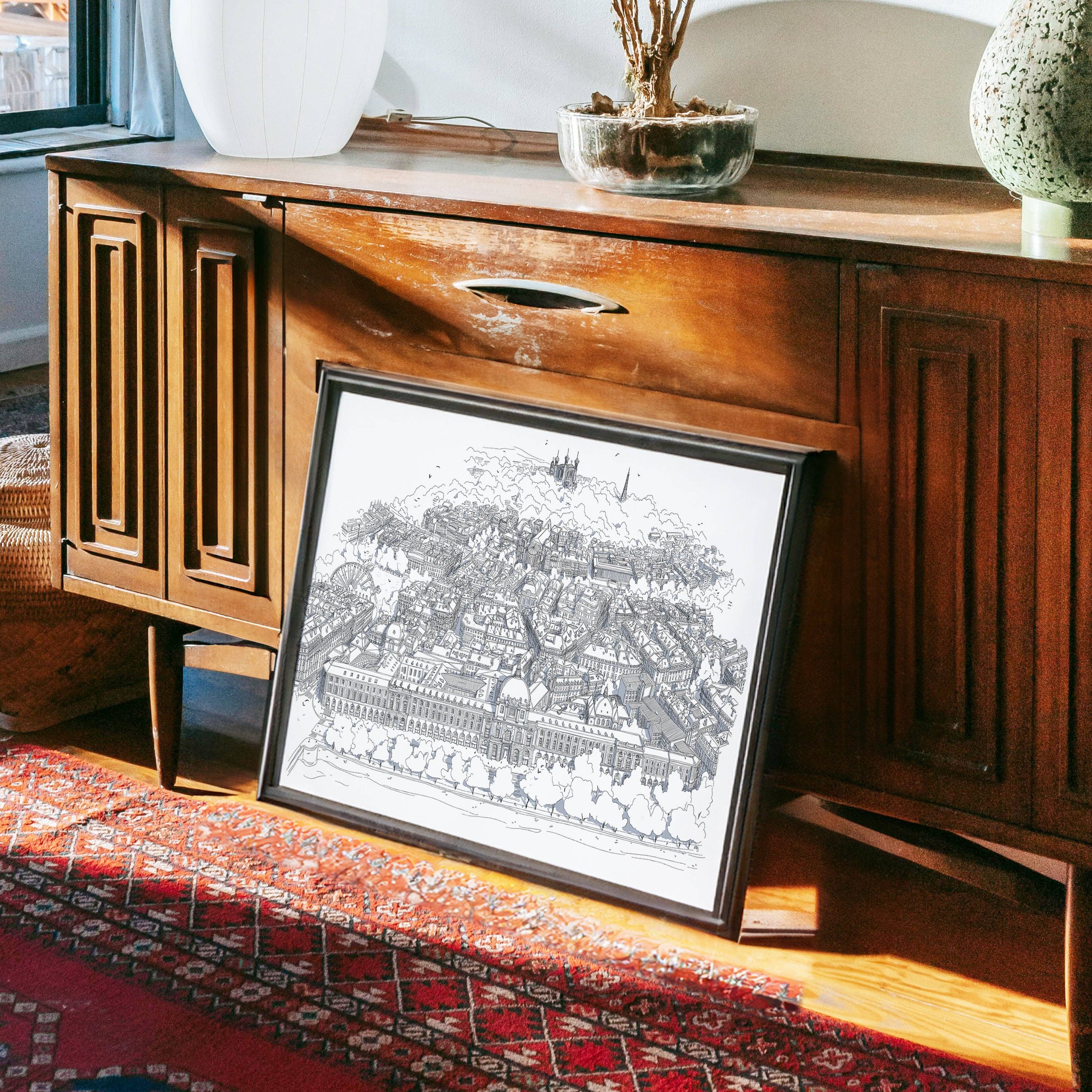 EMILIE ETTORI ILLUSTRATION - Wholesale Art Print - Panoramic view of Lyon Hotel Dieu7