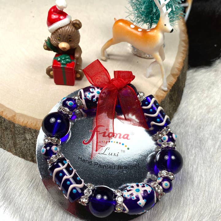 Fiona Accessories - Vente Bracelet de perles - Bracelets extensibles en verre peint de Noël, 36 pièces9