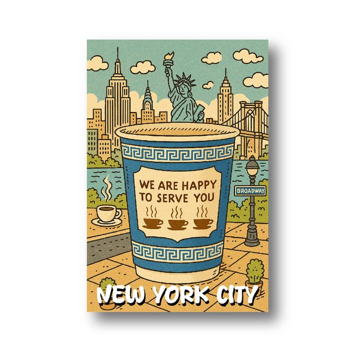 New York City 4" X 6" Postcard - New York Blue Coffee Cup for wholesale by BigZoo Store