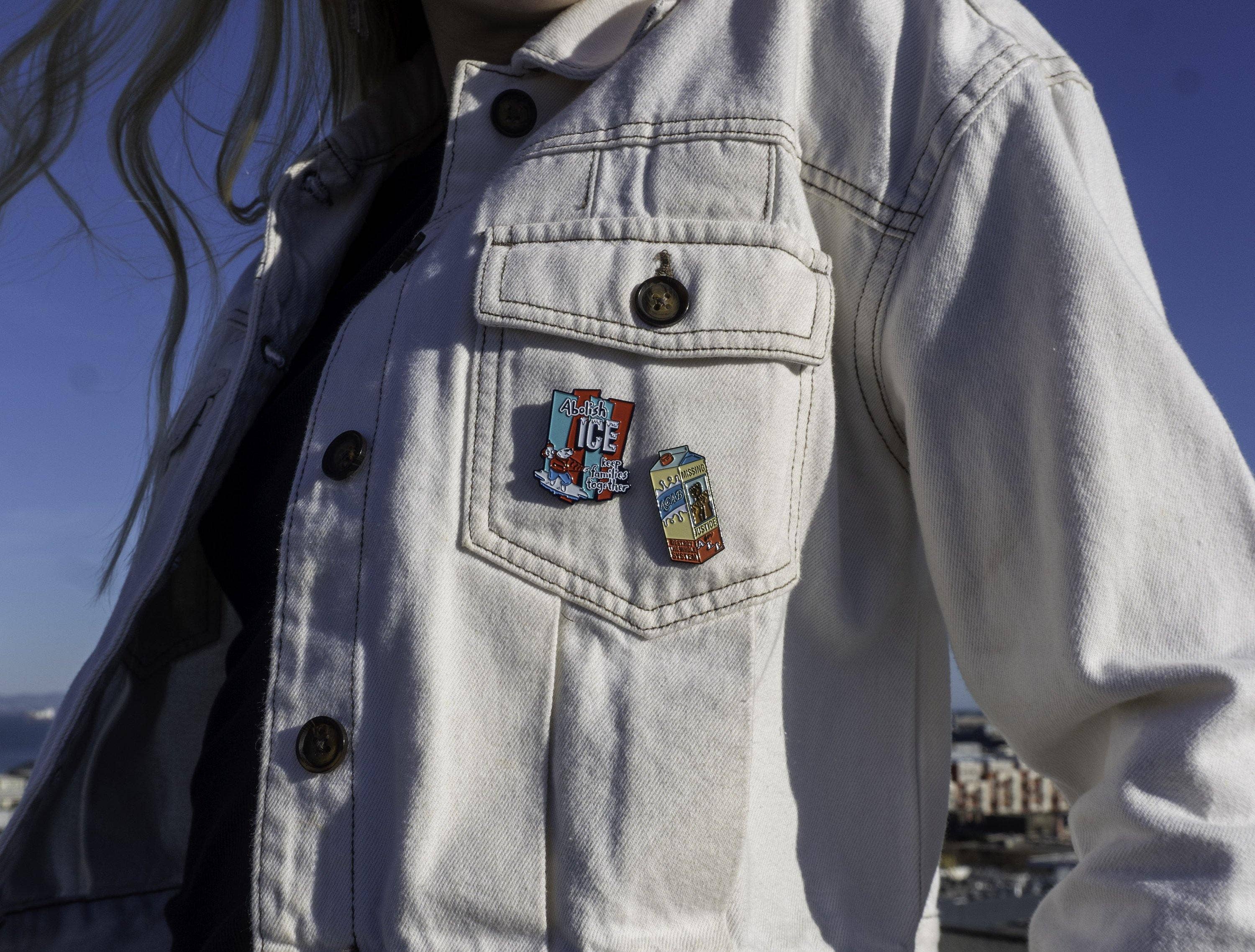 The Peach Fuzz - Wholesale Lapel Pin/Button - Abolish ICE Enamel Pin2