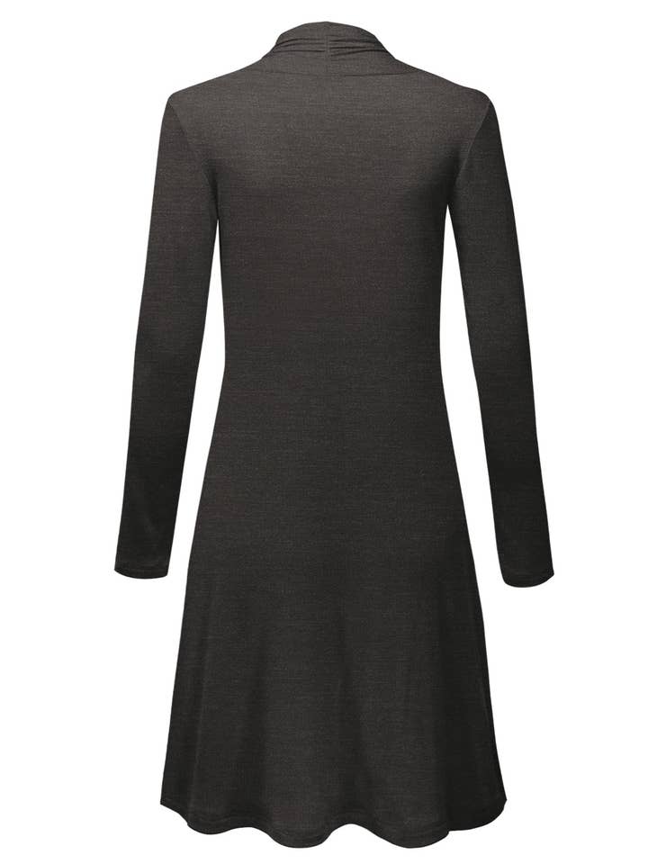 WSK1048 Womens Solid Long Sleeve Open Front Long Cardigan for wholesale by MBJ FASHION