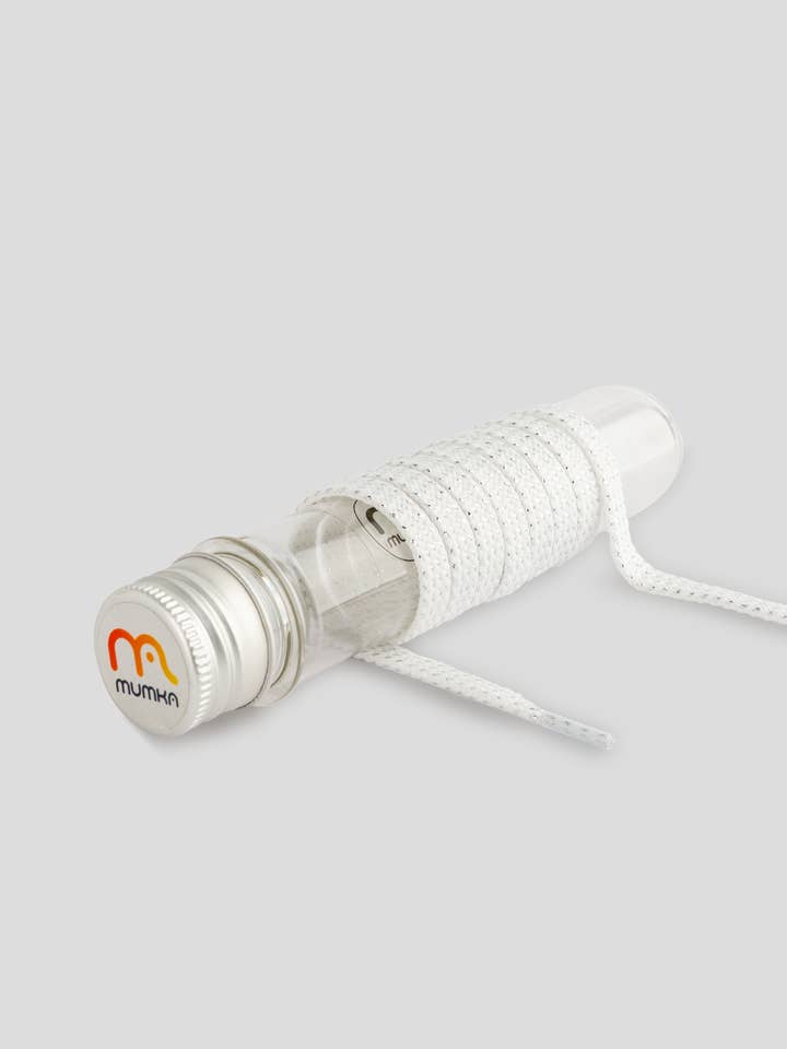 White shoelaces with silver glitters for wholesale by Mumka