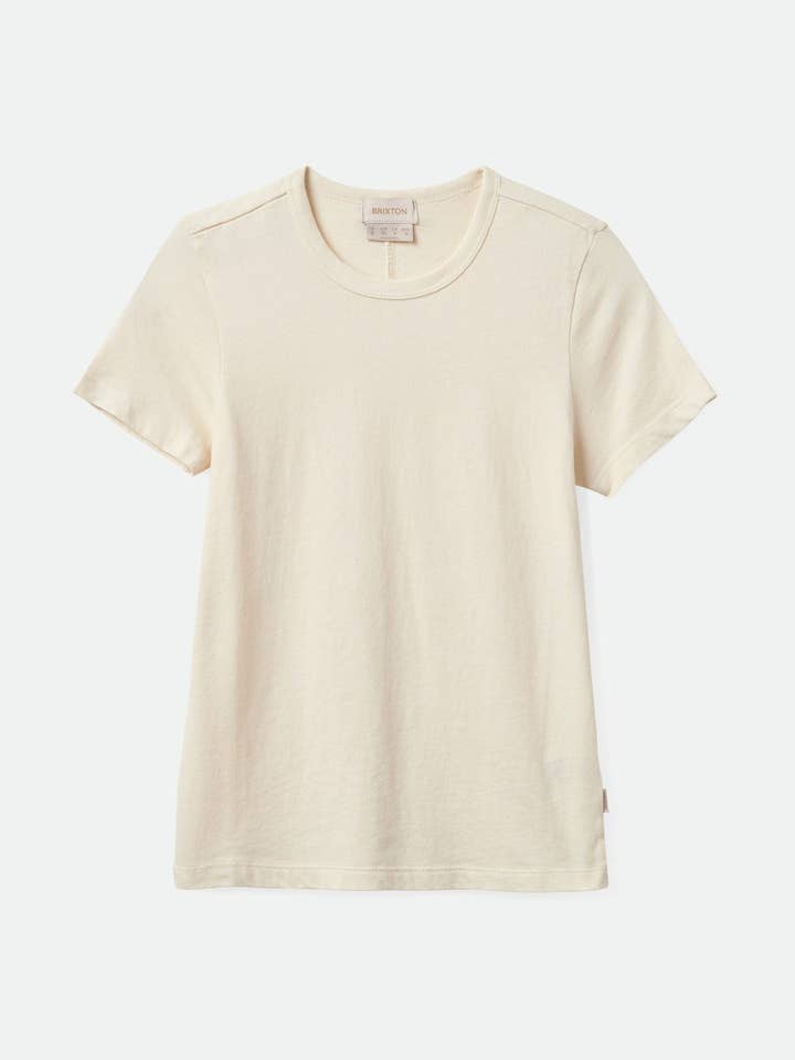 Carefree Organic Garment Dye Slim Crew T-Shirt - White Smoke for wholesale by Brixton