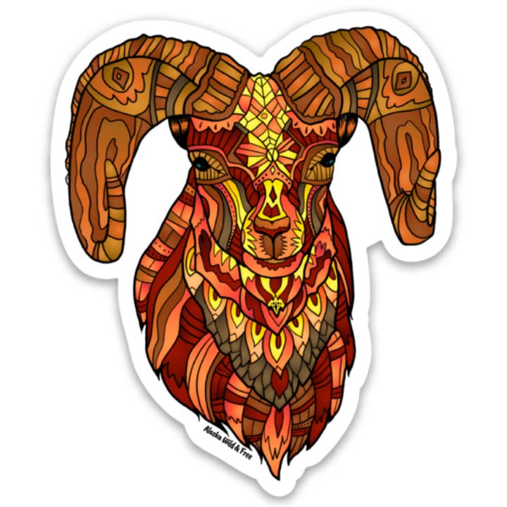 Alaska Wild & Free - Wholesale Sticker - Sheep - Big Horn Sheep