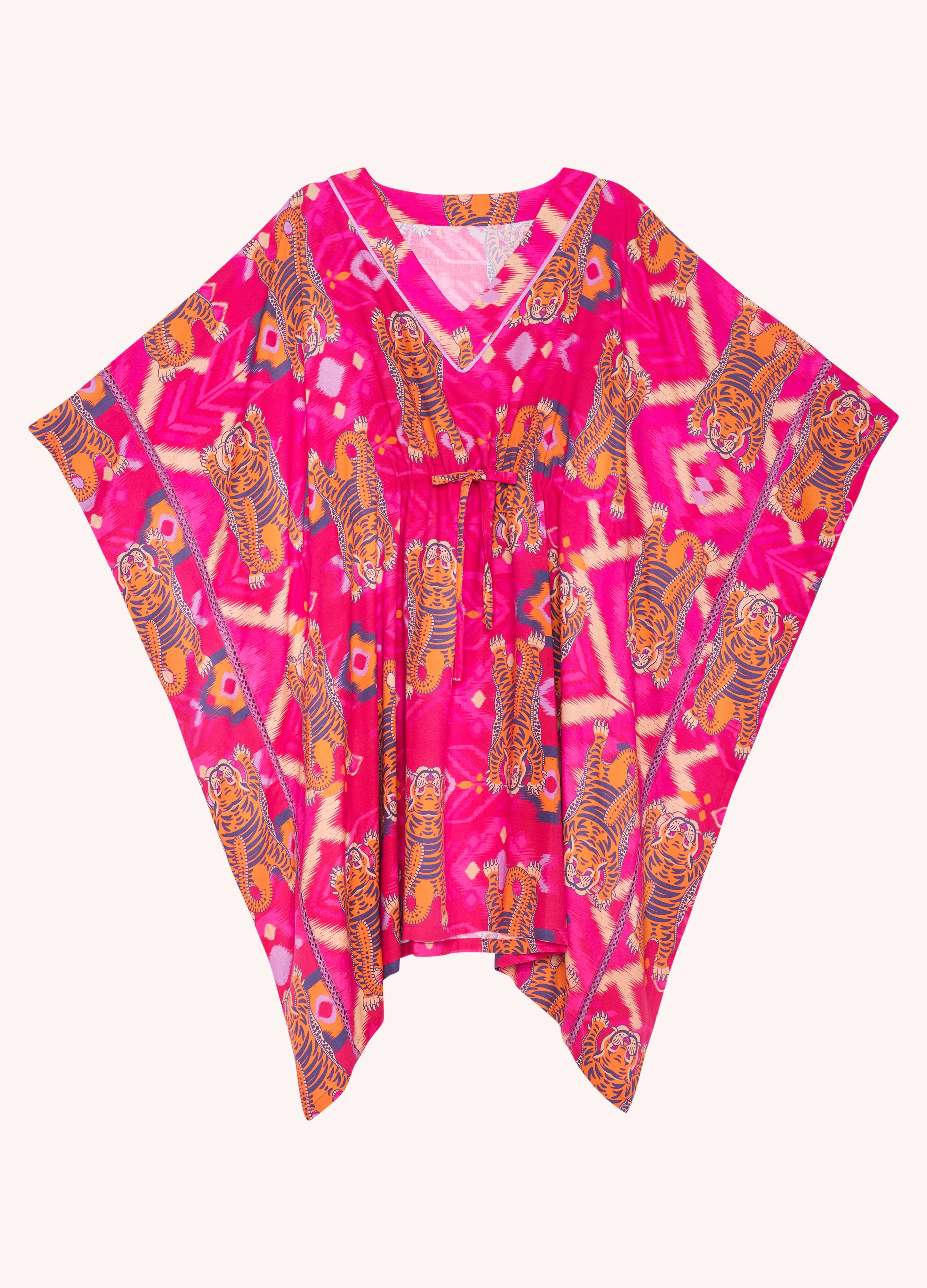 Pink Beach Cover Up - Ikat Tigers - Fuchsia for wholesale on Faire1
