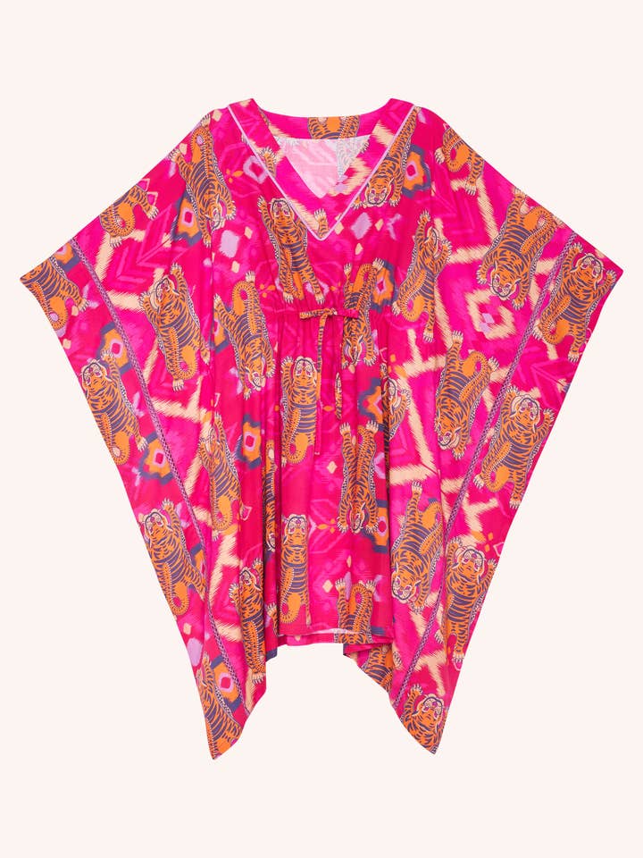 Pink Beach Cover Up - Ikat Tigers - Fuchsia for wholesale on Faire1