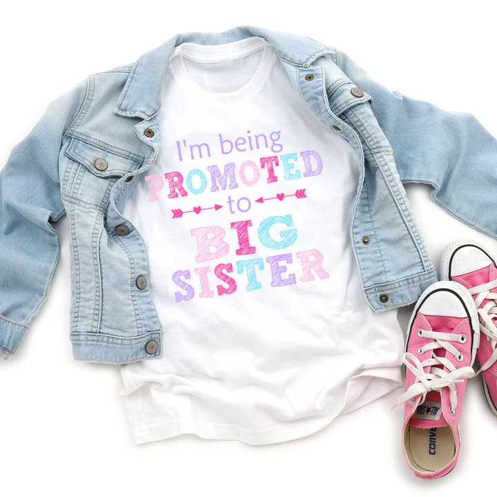 Promoted to Big Sister Kids Tee Shirt for wholesale by AvaryMaeInspirations