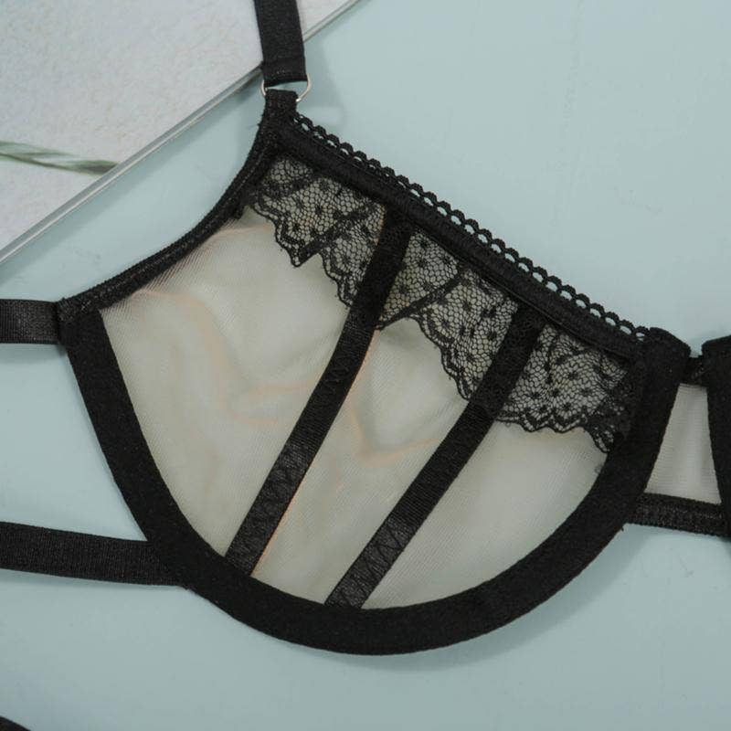 La Belle Fantastique - Vendita all'ingrosso Completino intimo - Donna - Set intimo sexy La Belle Fantastique Brinley a 2 pezzi | Pizzo beige trasparente | Lingerie per sposa | Regalo per lei6