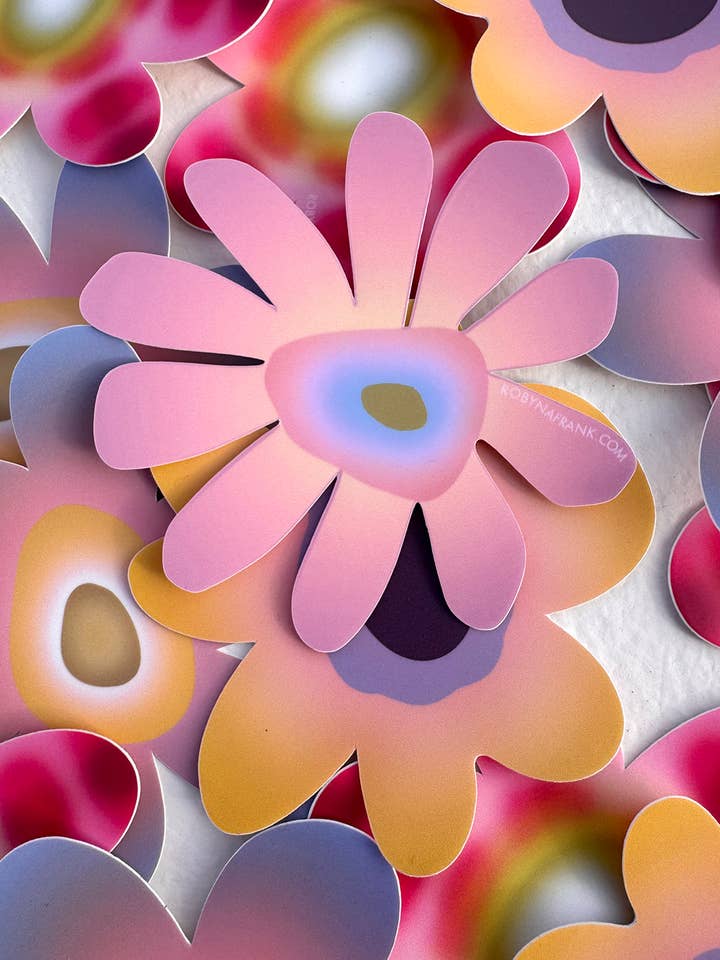 Light pink flower - Die cut matte vinyl sticker for wholesale by Robyn A. Frank Artworks