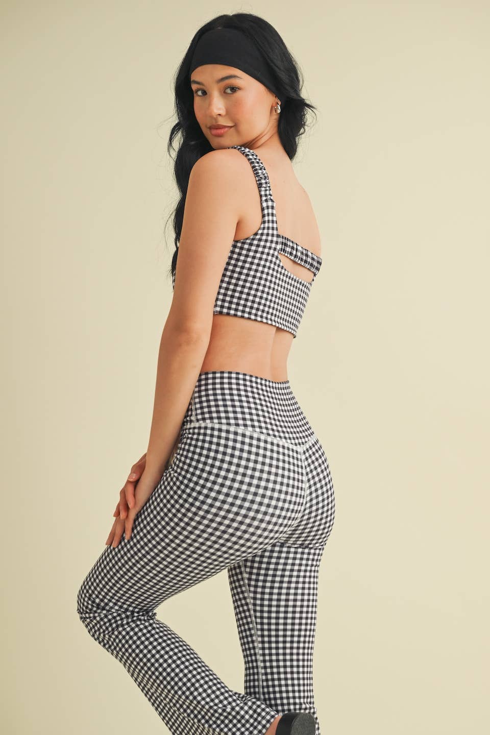 KIMBERLY C - Wholesale Sports Bra - Women's - Gingham Print Ruched Bra Top58