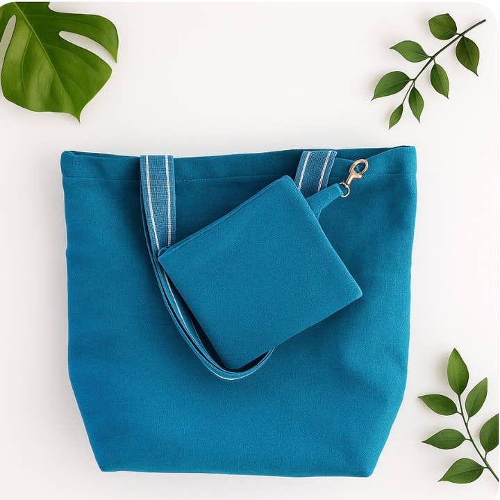 Handmade Teal Tote Bag & Purse Set – Eco-Friendly Cotton for wholesale by everydaybags.gifts