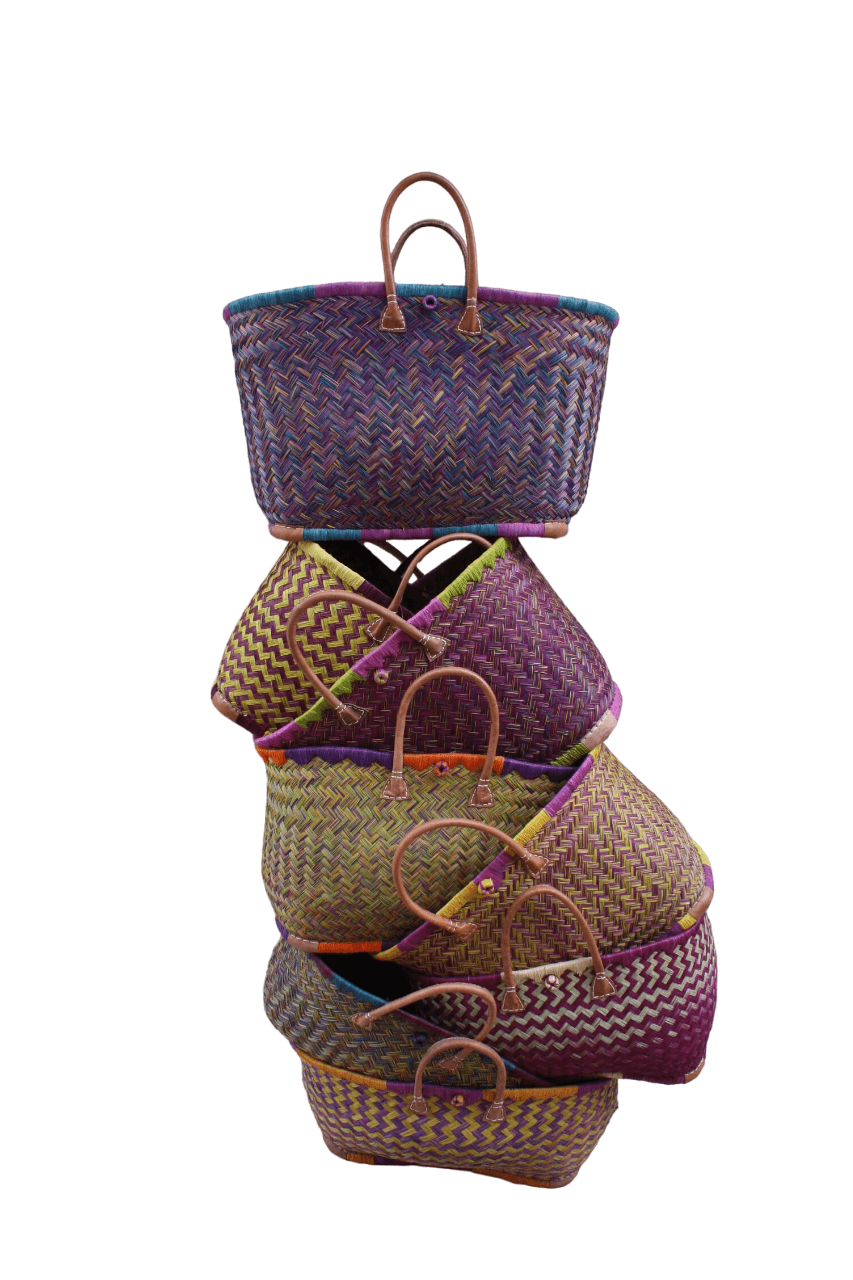 Boutique Huléti - Wholesale Beach Bag - LARGE Madagascar Basket - Solid - Shopping & Beach - Several colors to choose from: Blue, Green, Pink, Purple, Yellow, Orange, Orange, Natural...4