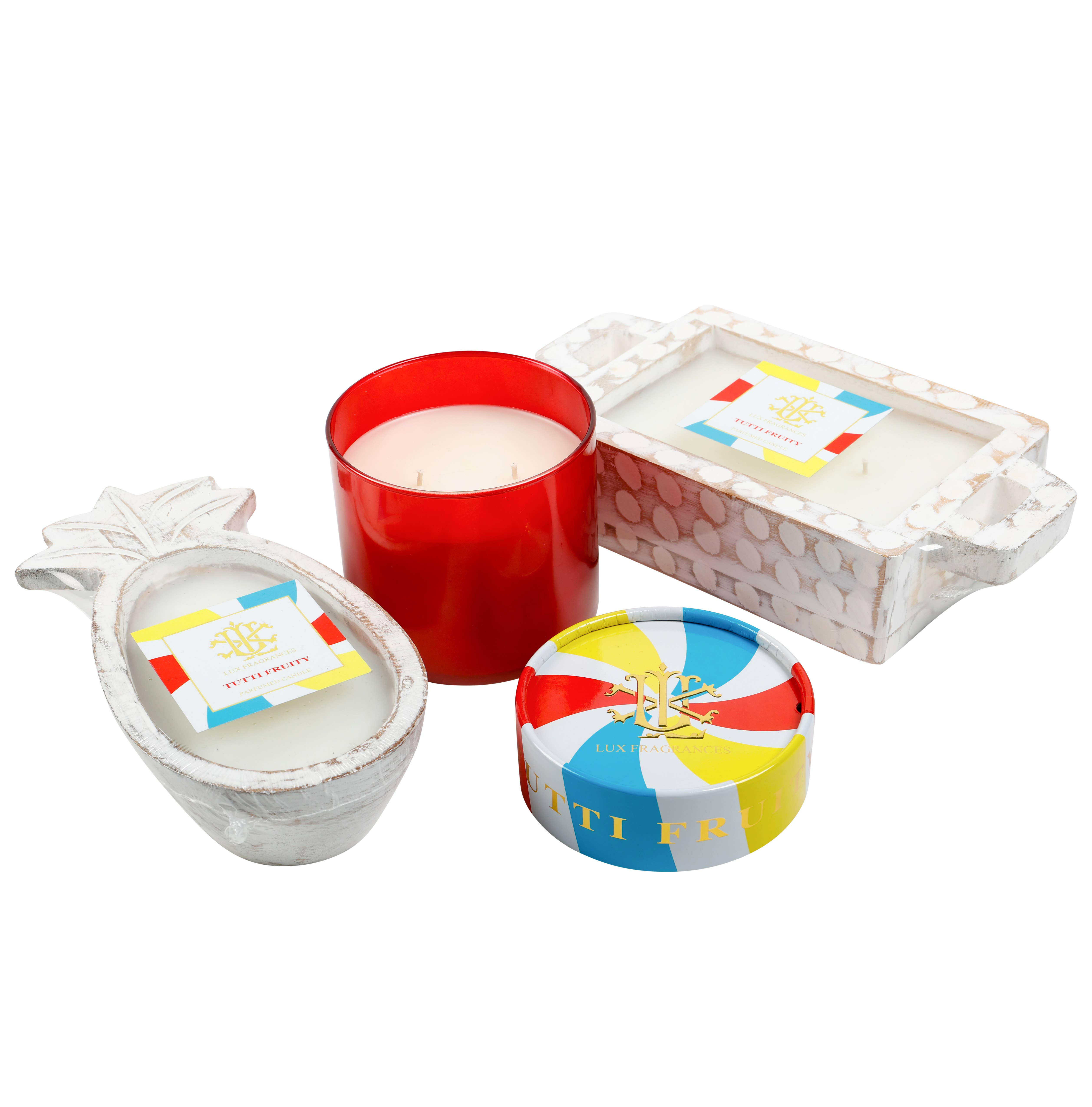 LUX FRAGRANCES - Wholesale Jar/Filled Candle - $14.00 min 6 - TUTTI FRUITY WHITEWASHED PINEAPPLE CANDLE1