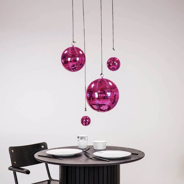 Housevitamin bv - Wholesale Ornament - Christmas Decoration - Christmas Hanger - Discoball - Foam - Pink - 10x10x10cm4