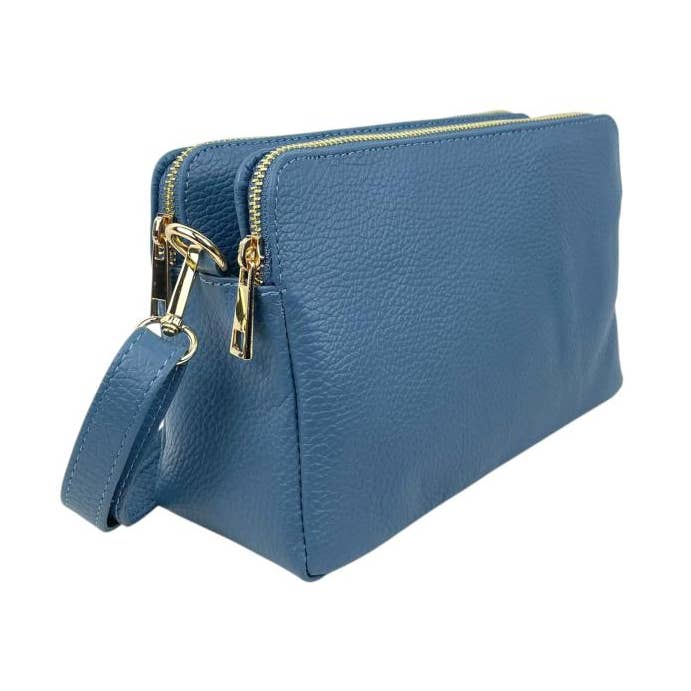 Borsa a tracolla in pelle italiana con 2 cerniere 57827-1 per la vendita all'ingrosso da parte di Chenson & Gorett