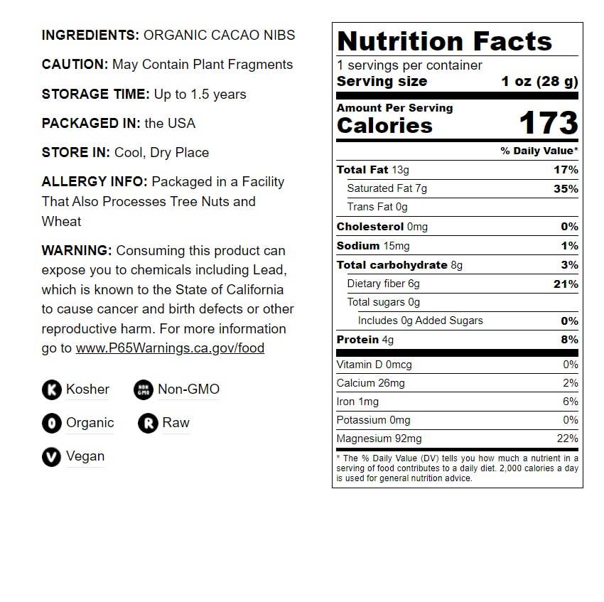 Food To Live – wholesale Choklad – Organiska kakao-spetsar - osötad, rå, vegan, sirtfood, bulk2