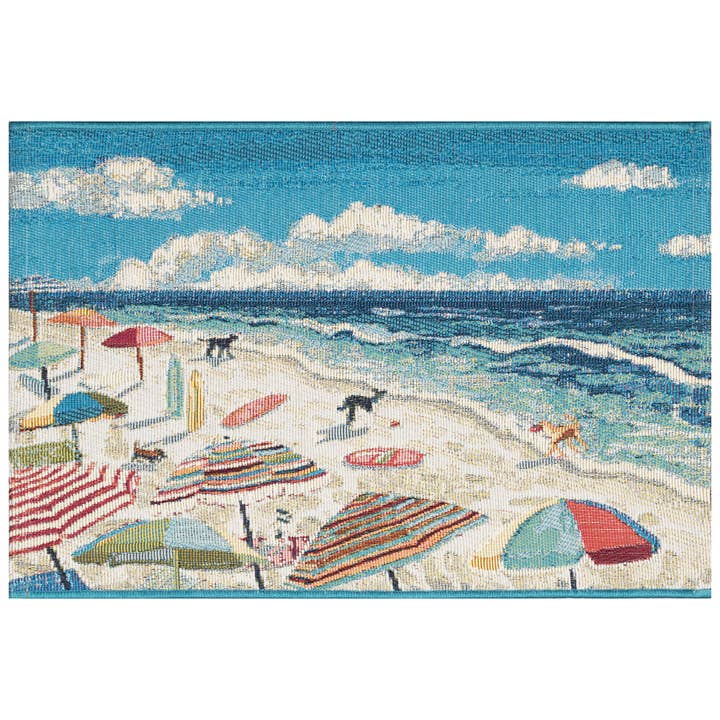 Esencia Dog Beach Indoor/Outdoor Mat Ocean for wholesale by Liora Manne