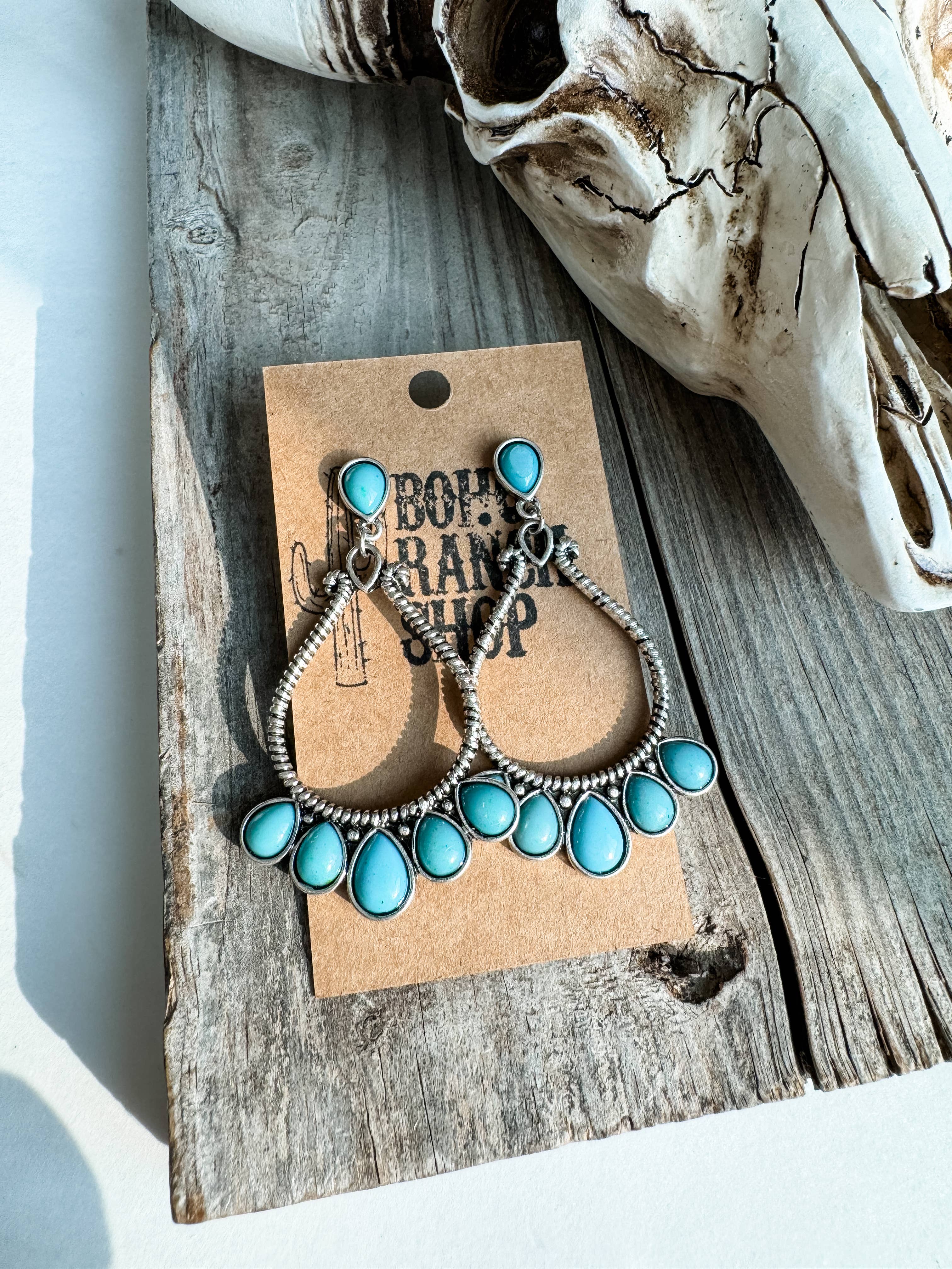 Boho Ranch Shop – wholesale Dangle earrings – Western Teardrop Stone Stud Earrings3