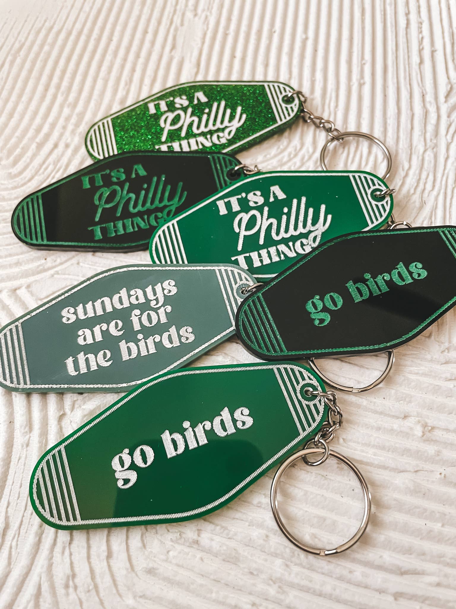 The Redhead Design - Faire It's A Philly Thing Keychain - Green Glitter