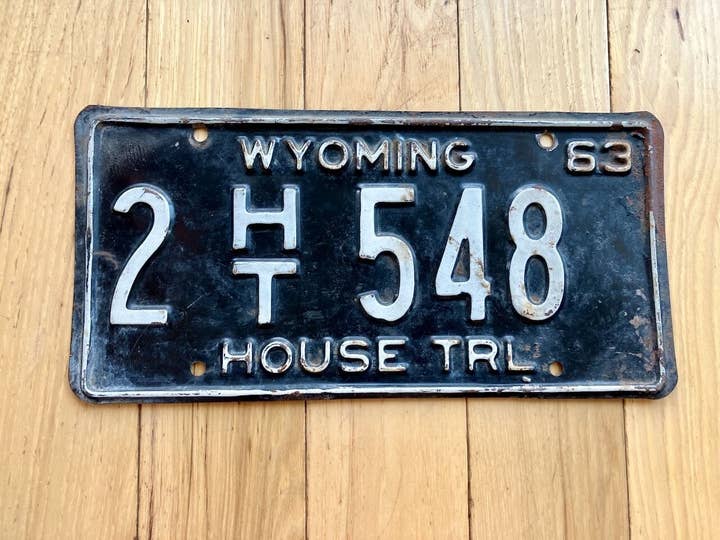 1963 Matrícula de Reboque de Casa do Wyoming por atacado de RusticPlates