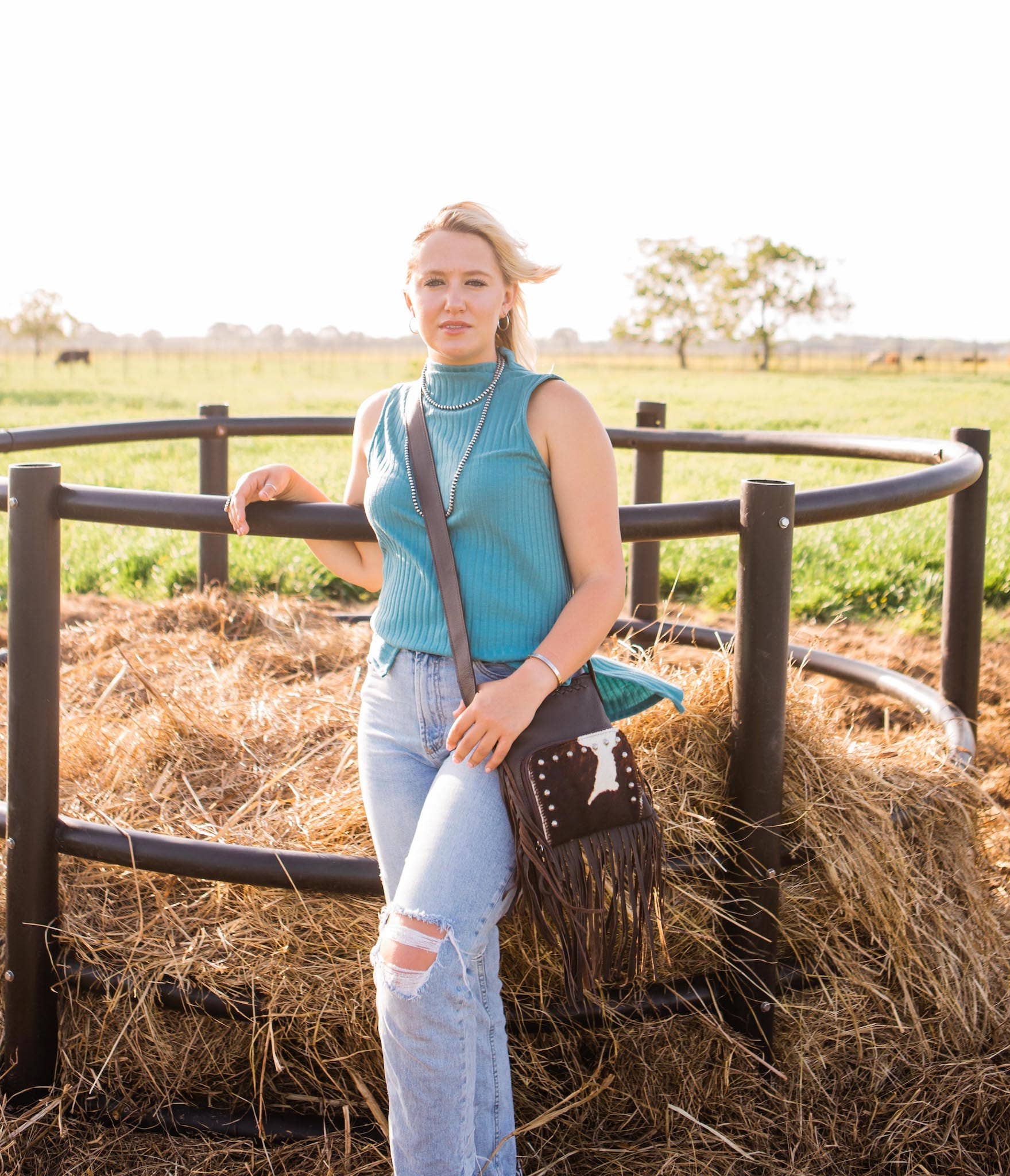 American West - Vendita all'ingrosso Borsa a tracolla - Donna - Borsa a tracolla Cowgirl con frange e tasca frontale16