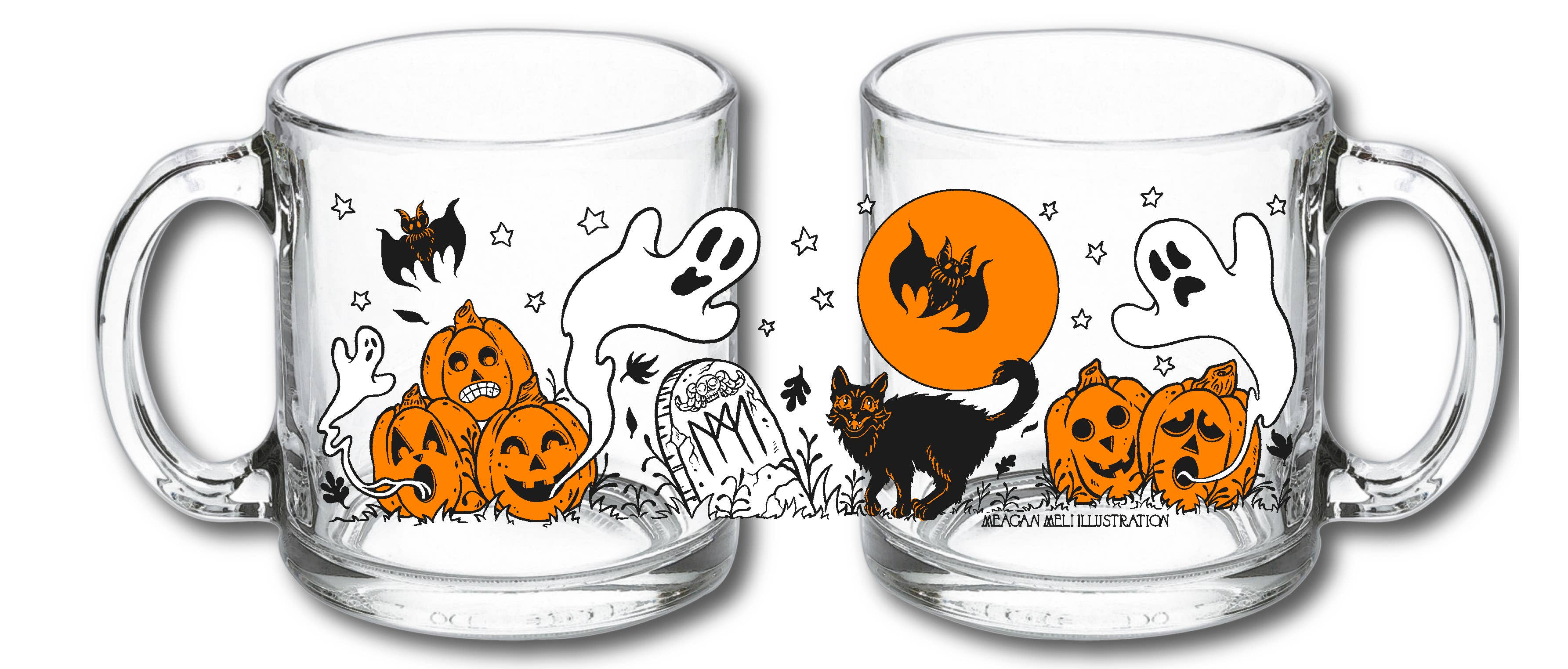 Meagan Meli Illustration - Wholesale Coffee Mug - Hallowe'en Spree Vintage Inspired Mug3